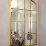 Arched Metal Frame Mirror in Gold