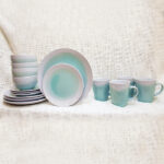 Two- Tone Teal Blue Design Dinner Set