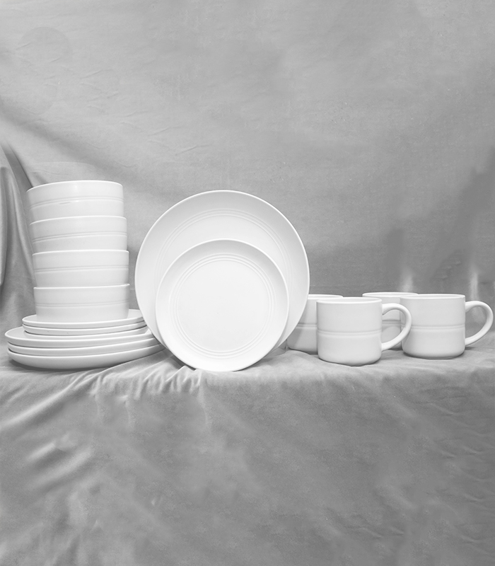 Dinner Set 16PCSWHITE with strips