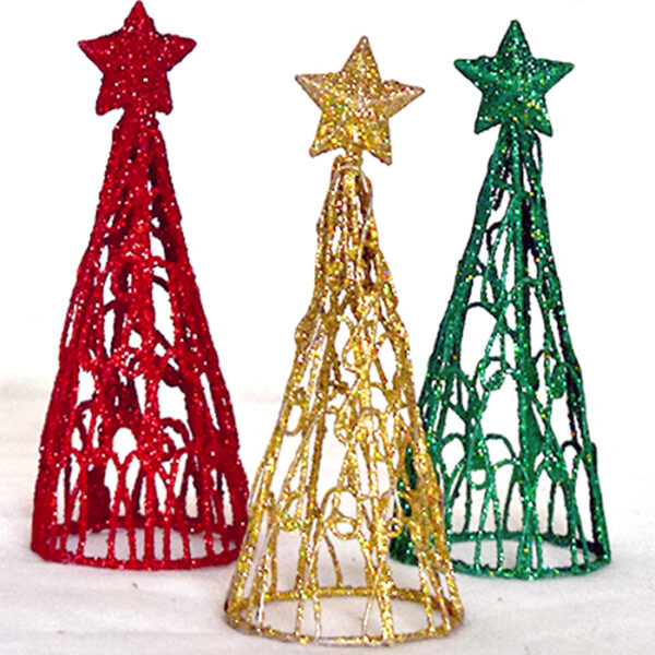 Festive Glitter Cone Christmas Tree Toppers