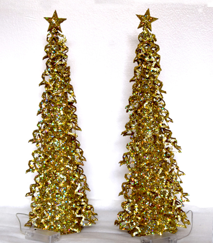 Gold Glitter Leaf Christmas Trees