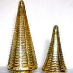 Gold Mercury Glass Cone Trees Set