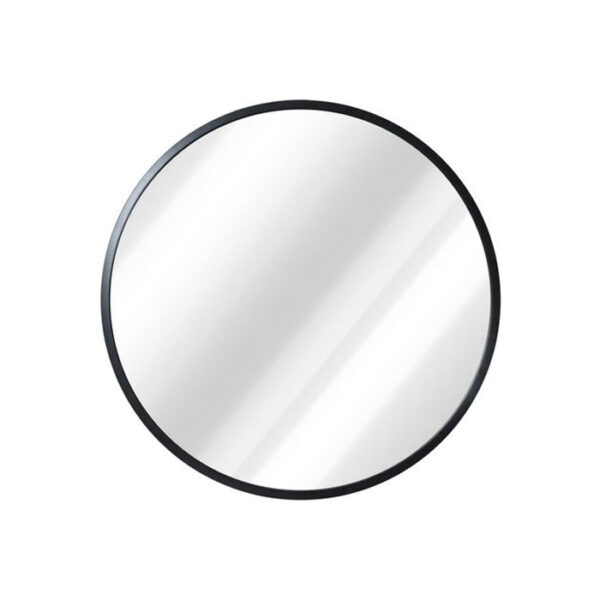 Sleek Black Round Mirror