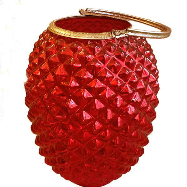 Pine Apple Antique Red Glass Lantern