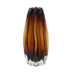 Amber Flame Textured Glass Vase