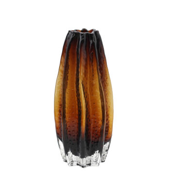 Amber Flame Textured Glass Vase