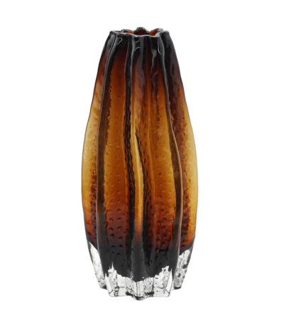 Amber Flame Textured Glass Vase 3
