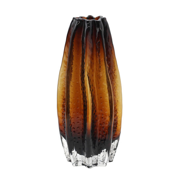 Amber Flame Textured Glass Vase 3
