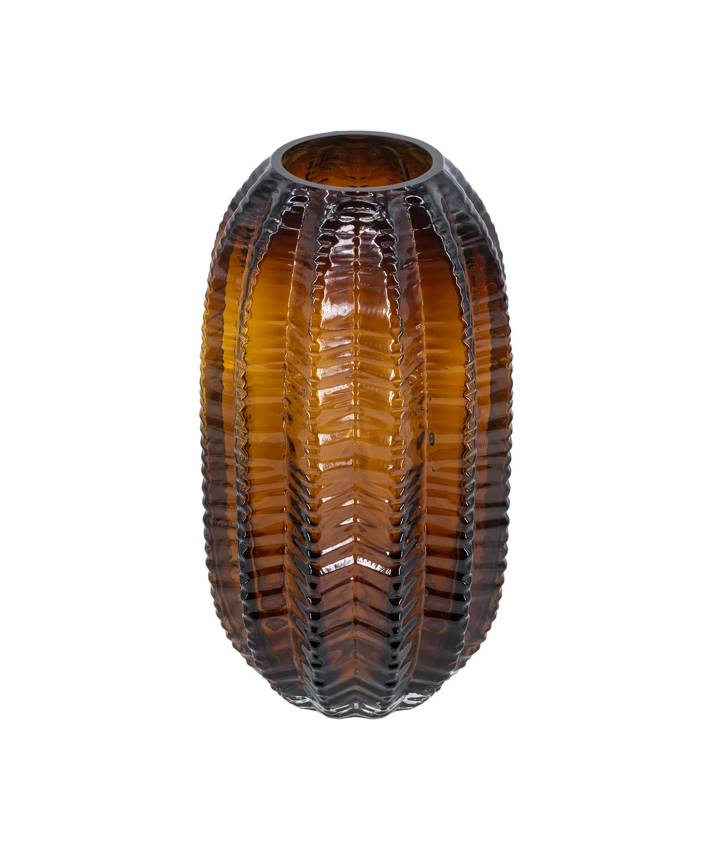 Amber-Ribbed-Glass-Vase-–-Tall Amber-Ribbed-Glass-Vase-–-Tall