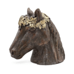 Floral-Crowned Horse Head Sculpture Vase