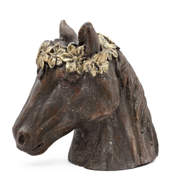 Floral-Crowned Horse Head Sculpture Vase
