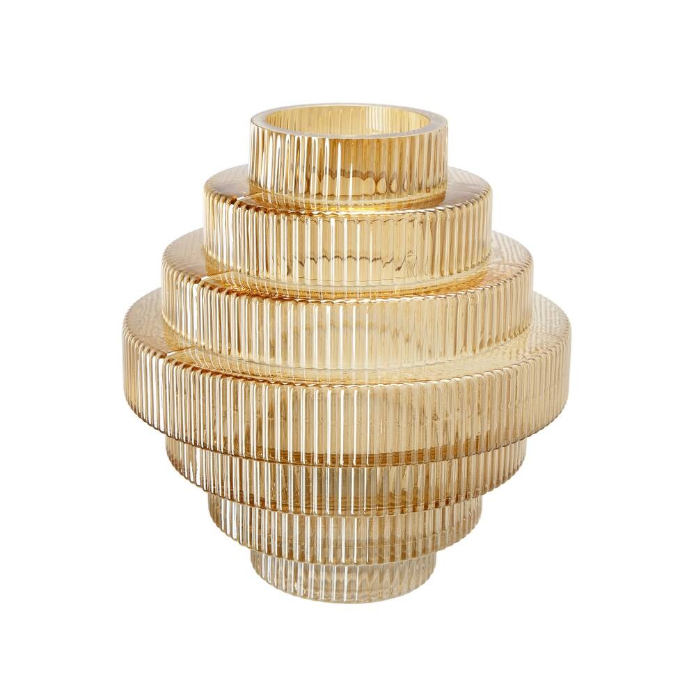 Rae 10-Inch Tiered Glass Vase – Amber Glow