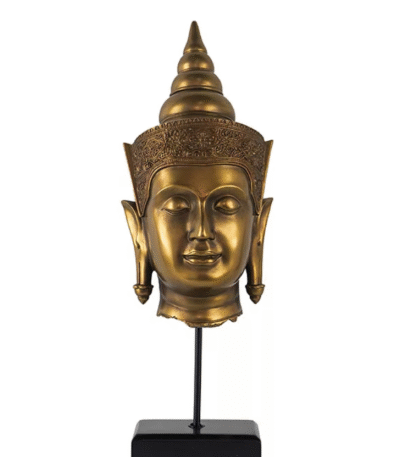 Regal Buddha Head Sculpture on Stand