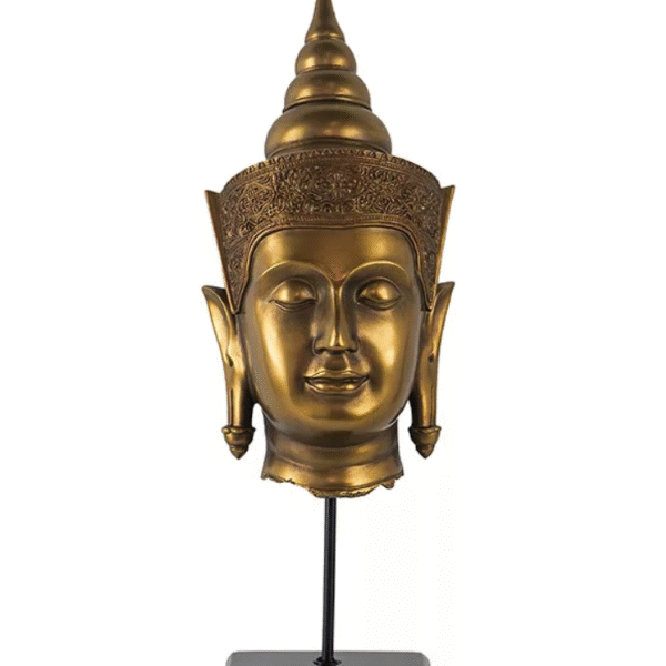 Regal Buddha Head Sculpture on Stand