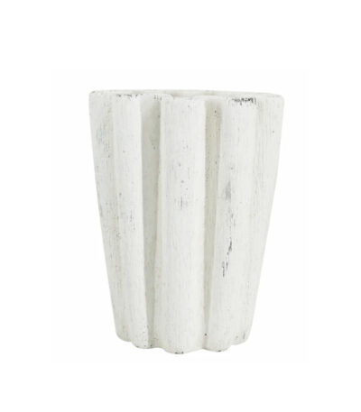 Ribbed-Cement-Coral-Vase