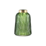 Tropical-Leaf-Embossed-Green-Glass-Vase