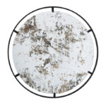 Antiqued Grid Round Mirror -31.5”