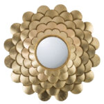 Gold Sunburst Floral Mirror – 32''