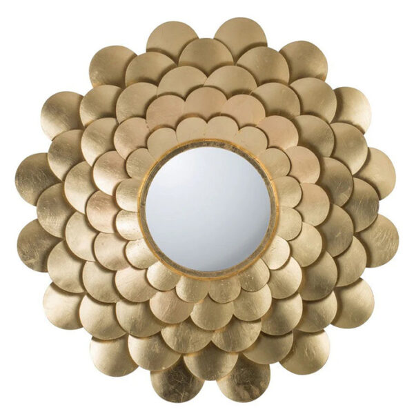 Gold Sunburst Floral Mirror – 32''