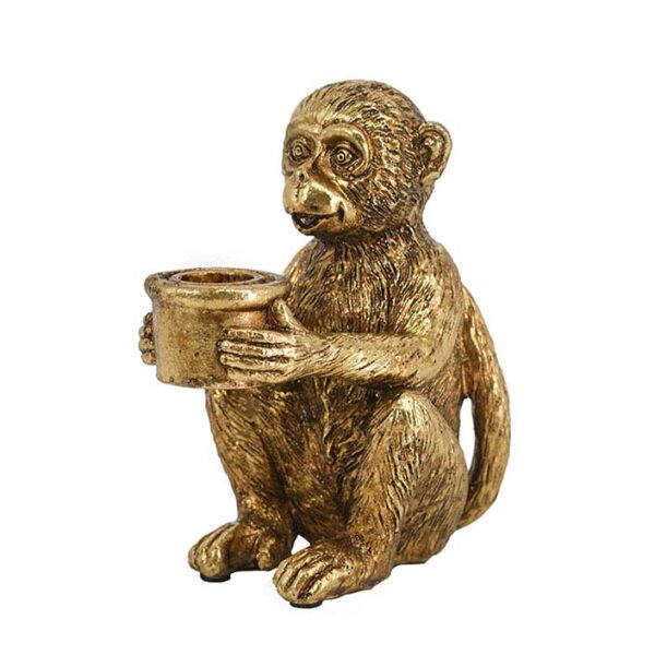 Antique Gold Monkey Candle Holder
